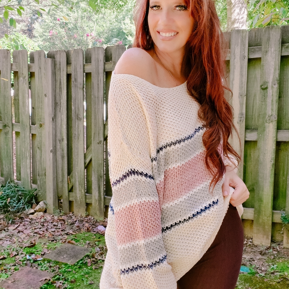 SOLD!! BiBi Large gauge stripe sweater NWT - Picture 4 of 9